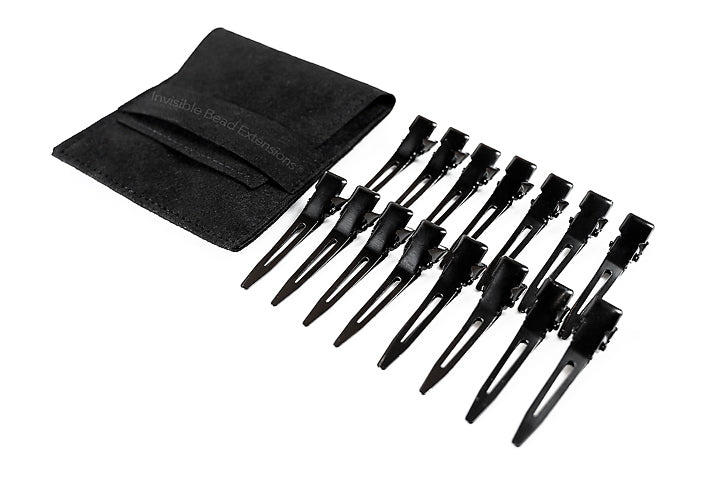 Weft Clips for Hair Extensions (20 Pack - Black/Gold) Black
